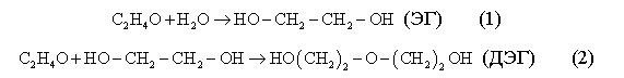 Производство этиленгликоля гидратацией окиси этилена