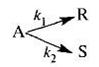 Процесс описывается параллельной реакцией типа с константами скоростей