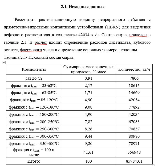 Рассчитать ректификационную колонну непрерывного действия с прямоточно-вихревыми контактными устройствами (ПВКУ) Рассчитать ректификационную колонну непрерывного действия с прямоточно-вихревыми контактными устройствами (ПВКУ)