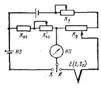 Принципиальная схема лабораторного потенциометра представлена на рис. 2.8