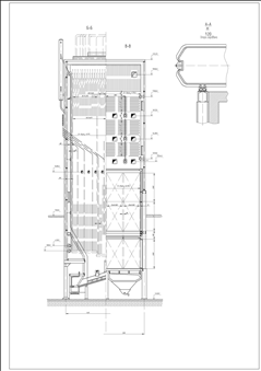 Котел Е-75/40 (Е-75-40К поперечный разрез