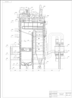 Котел Е 160-100 ГМ (продольный разрез)