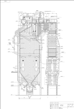 Паровой котел ПК 19 120/100 продольный разрез