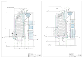 Котлоагрегат типа ТП-35У (продольный и поперечный разрез)
