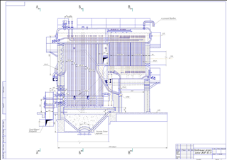 Паровой котел ДКВр-10-13 ГМ поперечный разрез