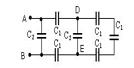  Между клеммами А и В включены конденсаторы емкостями