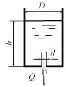 Время частичного опорожнения вертикально расположенного цилиндрического открытого бака