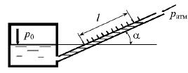 Для измерения малых давлений трубка пьезометра расположена наклонно под углом а = 30°