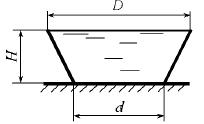Конически сходящийся сосуд с размерами D = 240 мм, d = 120 мм, H =50 мм 