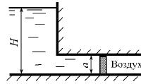 Определить силу и центр давления воды на квадратный затвор со стороной