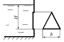 В вертикальной стенке имеется отверстие, перекрываемое щитом в виде равностороннего треугольника