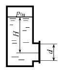 В закрытый резервуар (рис. 3.27) с избыточным давлением Рон = 0,1*10^5Па налит керосин