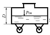 Цистерна диаметром D = 2,2м заполнена бензином (рб =720 кг/м3) до высоты