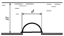 Построить тело давления и определить силу, прижимающую полусферическую крышку диаметром d = 1,2 м к основанию резервуара