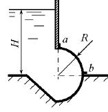 Определить величину и направление силы давления воды на затвор ab