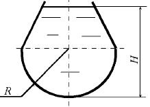 Резервуар, донная часть которого имеет форму полусферы, наполнен водой