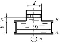 Сосуд, имеющий размеры D = 0,3 м, d = 0,2 м, b = 0,25 м и наполненный водой до высоты
