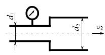 Трубопровод диаметром d1 =50 мм заканчивается коротким отрезком трубопровода