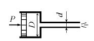 Поршень диаметром D = 200 мм вытесняет воду по короткому трубопроводу