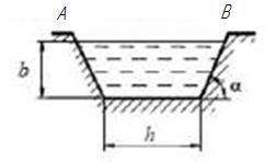 Вычислить гидравлический радиус потока воды в открытом канале трапецеидального сечения