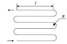 Определить потери давления в проточном тракте нагревателя, выполненного в виде змеевика с плавными поворотами радиуса R =400мм