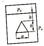 Найти расход толуола (t = 30°С) при истечении через крупное отверстие треугольной формы в плоской боковой стенке,