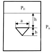 Найти расход бензола (t = 20°С) при истечении из треугольного отверстия в плоской боковой стенке, если