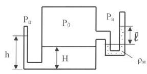Закрытый цилиндрический сосуд заполнен бензолом (при 20°С) до уровня Н = 387 см. Поперечное сечение 