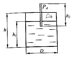 Цилиндрический сосуд диаметром D = 2м и высотой h = 3м заполнен водой при 40°С до уровня