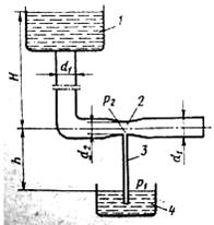 Уровень воды в водонапорном баке 1 (рис. 1) превышает уровень воды в трубопроводе на величину