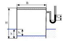 Тонкостенный резервуар с размерами B x B x H = 3 x 3 x 2 м