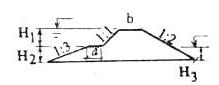 На рисунке изображено поперечное сечение земляной плотины. 