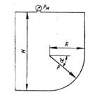 Определить величину и направление равнодействующей давления воды на криволинейную стенку резервуара