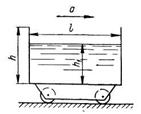  Призматический резервуар длиной l = 3 м, шириной b = 1,8 м и высотой h = 1 м движется в горизонтальном 