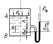  Определить давление на поверхность воды в закрытом сосуде, если ртутный манометр показывае