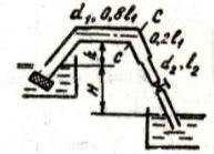 По сифонному трубопроводу, для которого задан напор H = 1м, необходимо подавать расход воды