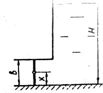 На каком расстоянии от дна Х следует расположить ось прямоугольного поворотного затвора, перекрывающего отверстие высотой h = 0,6 м и длиной b = 1м