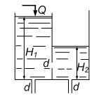 В бак (рис. 5.7), разделенный на две секции перегородкой, имеющей отверстие диаметром dо = 0,2м с острой кромкой, поступает вода в количестве