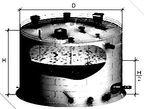 В вертикальном стальном резервуаре (РВС), заполненном наполовину, хранится нефть