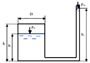 Закрытый цилиндрический сосуд диаметром D = 1 м, высотой h = 2 м, заполнен водой с температурой 20°С, до уровня h1 = 1м