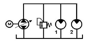 В объемном гидроприводе два соединенных параллельно гидромотора развивают мощности