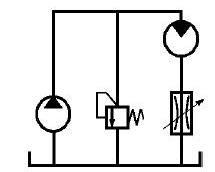 В схеме гидропривода вращательного движения дроссель установлен на выходе