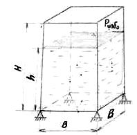 В наглухо закрытый резервуар (параллепипед, со сторонами Н х В х В