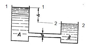 Нефть перетекает из резервуара А в резервуар В