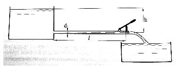 Из резервуара по стальному трубопроводу d = 75 мм под напором h = 5 м вытекает вода (рис. 2.91).