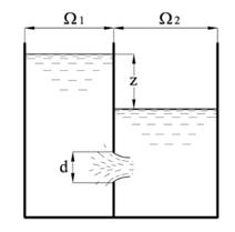 Определить время, в течение которого произойдет выравнивание уровней жидкости в двух смежных резервуарах 