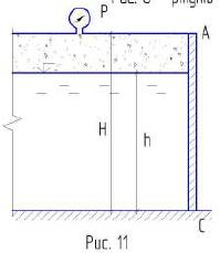 Закрытый бак частично заполнен водой (рис.11). Давление воздуха на поверхности воды p = 4,5 ат. Требуется: 1) 
