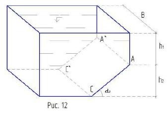 акова сила давления воды на наклонную стенку АА-СС? открытого резервуара
