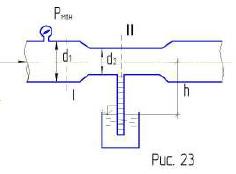 Пренебрегая потерями напора определить диаметр сужения d2