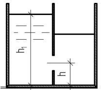 Из открытого резервуара с площадью поперечного сечения А1=5 м2 через отверстие в стенке поступает вода в смежный резервуар